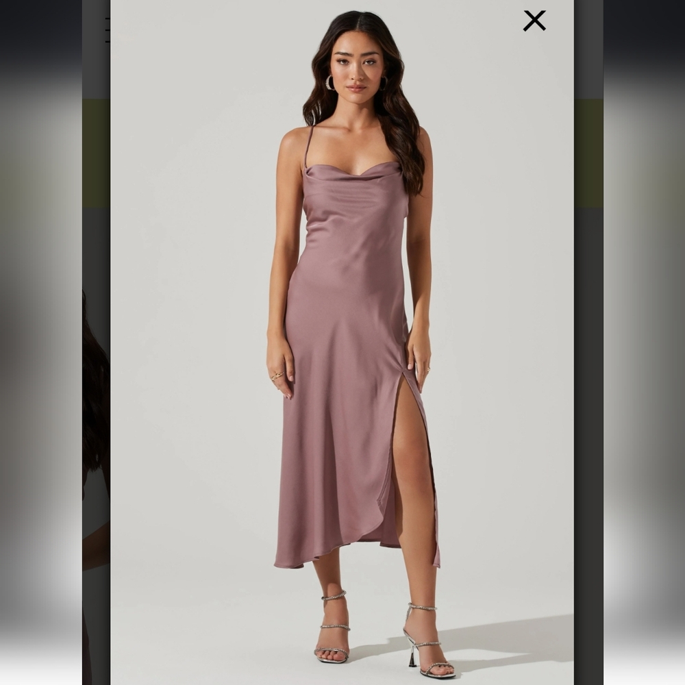 ASTR the Label Gaia Satin Slip Midi Dress Mauve XS